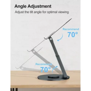 Tounee LS07 Telescopic Laptop Stand for Desk with 360° Swivel Base, Sit to Stand, Height Adjustable, Portable Riser Holder - Image 4