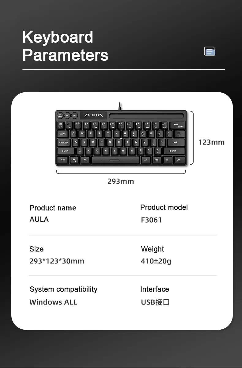 AULA F3061 61Keys Wired RGB Gaming Membrane Keyboard - Image 4