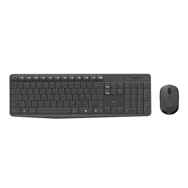 Logitech MK235 Wireless Keyboard and Mouse Combo 2.4 GHz With USB Receiver, 15 Function Keys