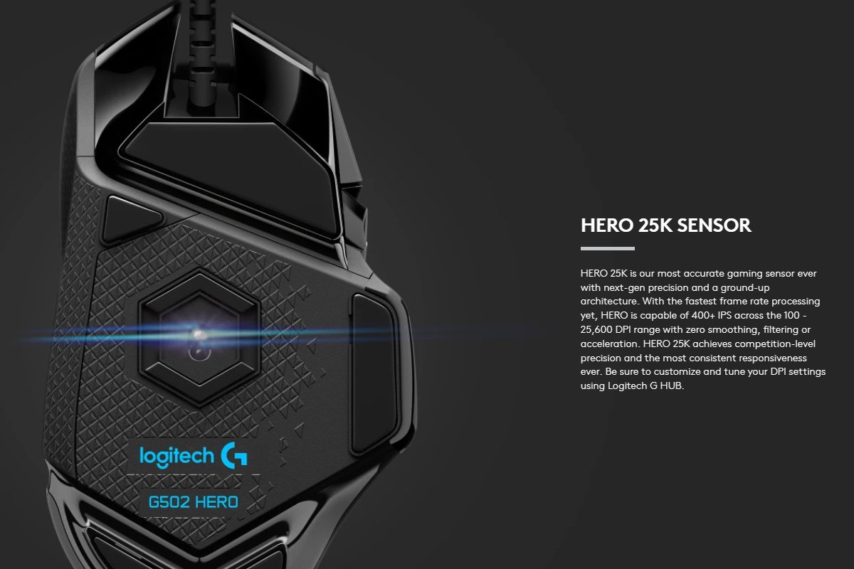 Logitech G502 HERO High Performance Wired Gaming Mouse | HERO 25K Sensor | 25,600 DPI | LightSync RGB - Image 4