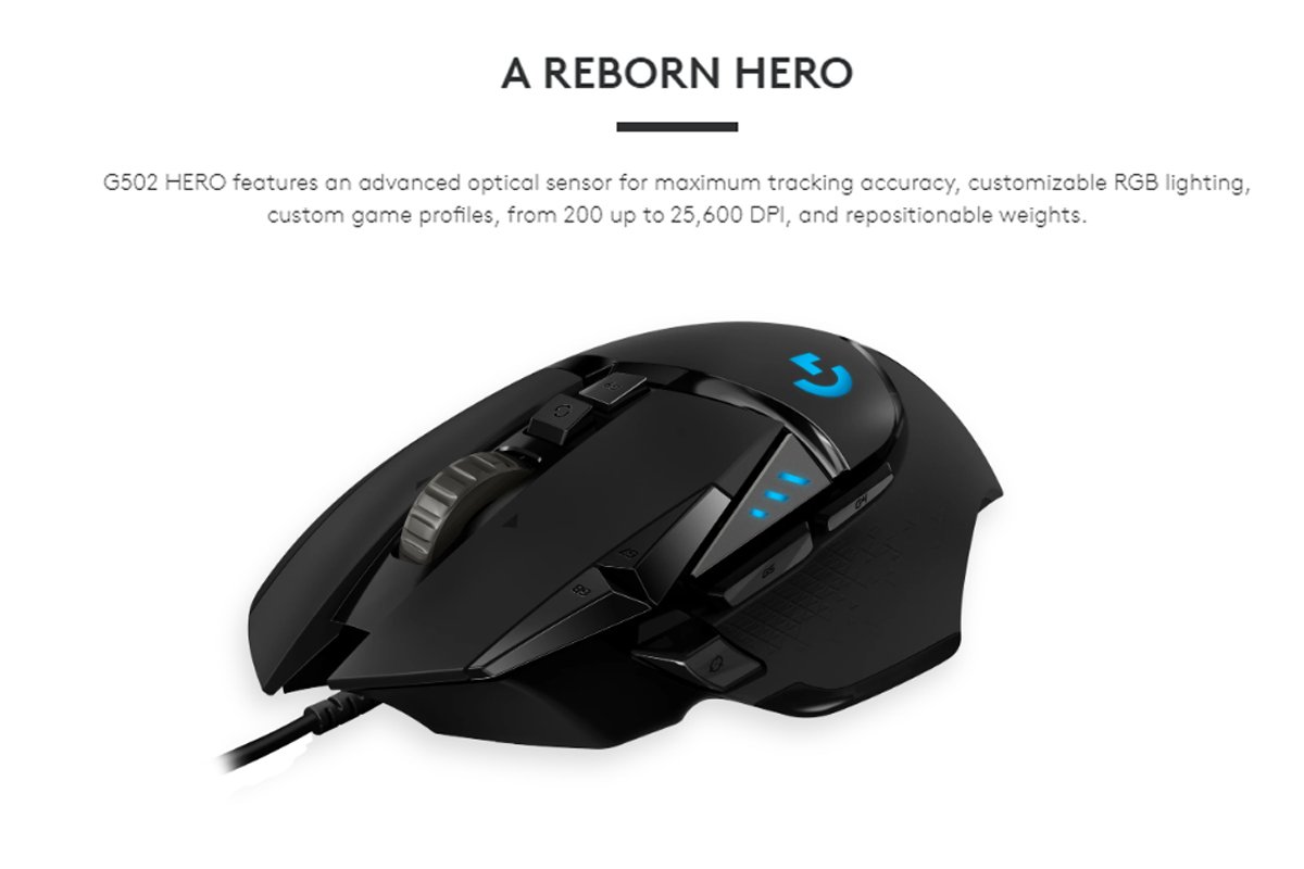 Logitech G502 HERO High Performance Wired Gaming Mouse | HERO 25K Sensor | 25,600 DPI | LightSync RGB - Image 2