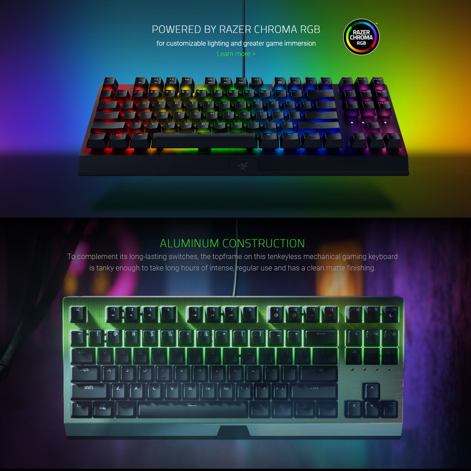Razer Blackwidow V3 TKL Tenkeyless Wired Gaming Keyboard | TKL | Chroma RGB | 80 Million Keystroke Lifespan | Mechanical - Image 2