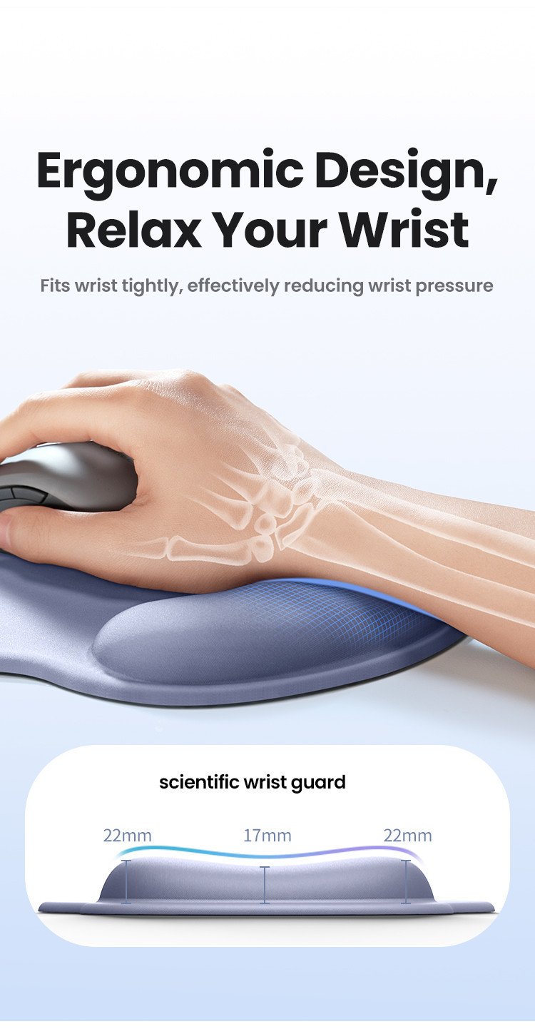 UGREEN Ergonomic Mouse Pad with Wrist Rest Support Soft Skin friendly Memory Foam Anti slip Design - Image 3
